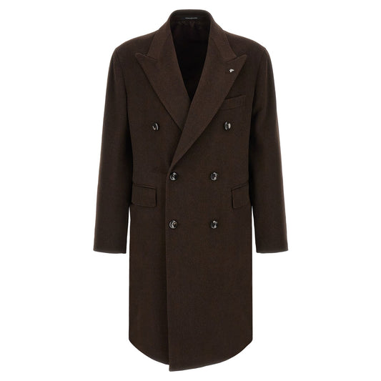 Tagliatore Brown Virgin Wool Coat