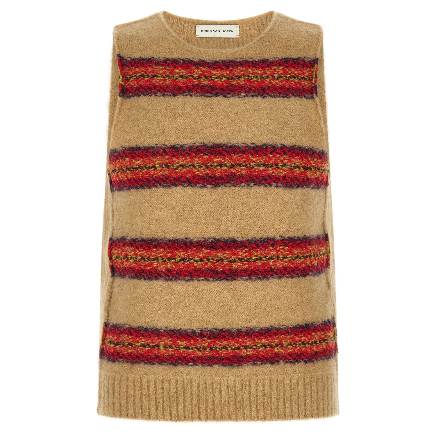 Dries Van Noten Beige Wool Sleeveles Sweater