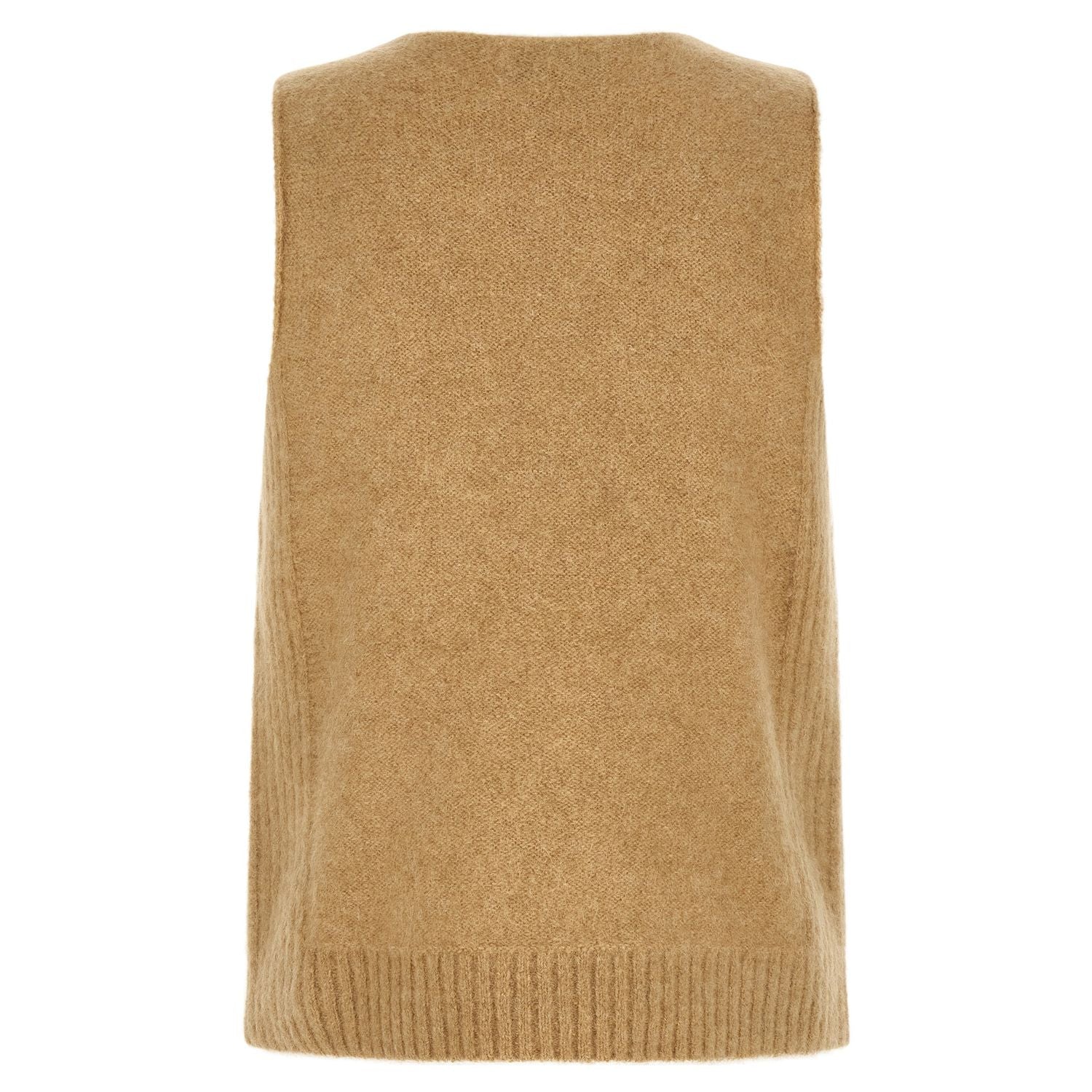 Dries Van Noten Beige Wool Sleeveles Sweater