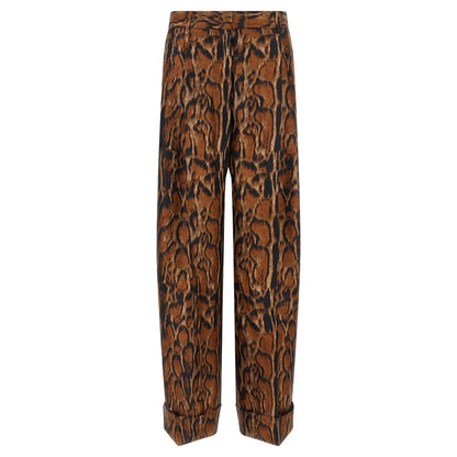 Alberto Biani Brown Silk Casual Pants