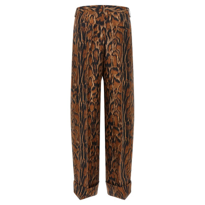 Alberto Biani Brown Silk Casual Pants