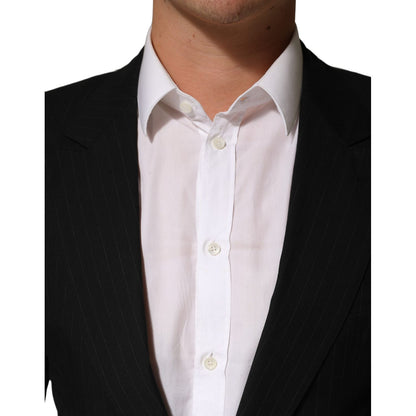 Dolce & Gabbana Black Pinstripe Men Single Breasted Jacket