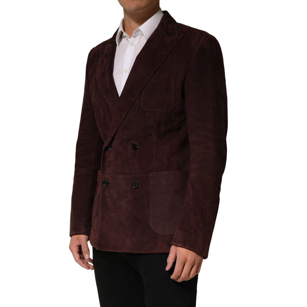 Dolce & Gabbana Brown Lamb Leather Double Breasted Jacket