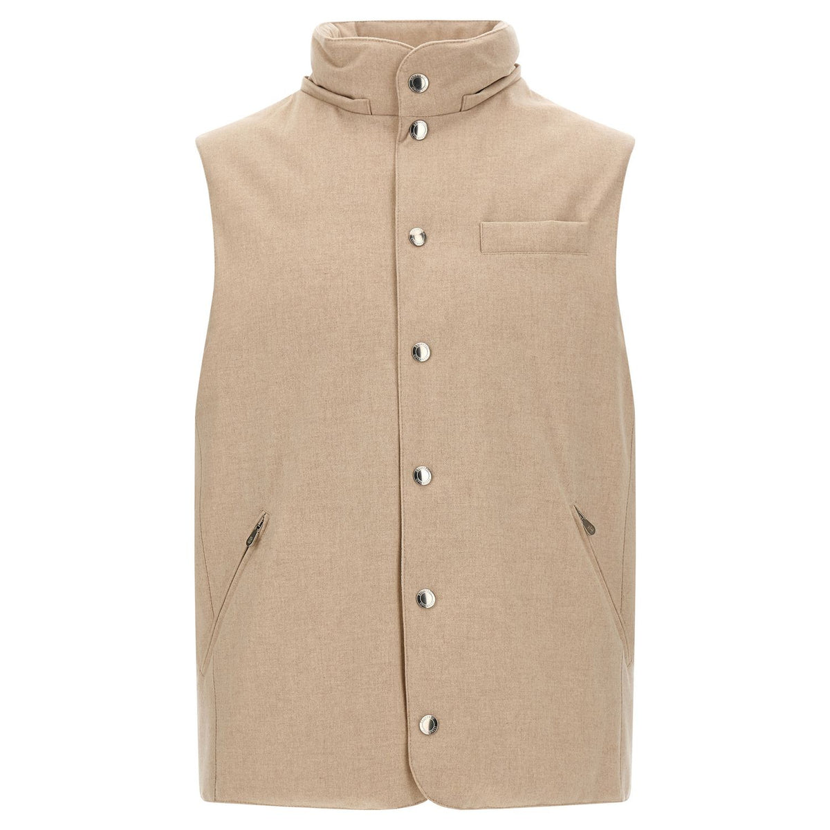Brunello Cucinelli Beige Wool Sleeveless Jacket