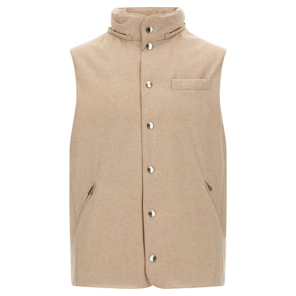 Brunello Cucinelli Beige Wool Sleeveless Jacket