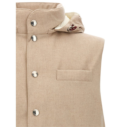Brunello Cucinelli Beige Wool Sleeveless Jacket