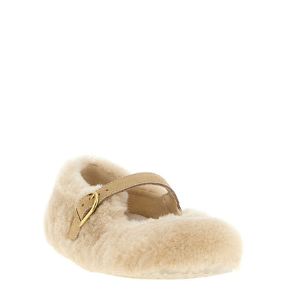 Birkenstock Beige Leather Ballet Flats