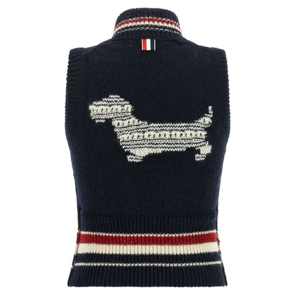 Thom Browne Blue Wool Sleeveless Jacket