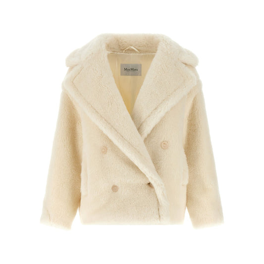 Max Mara White Alpaca Leather Coat