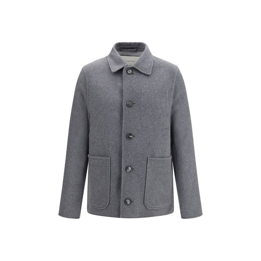 Ami Paris Gray Wool Oves Aries Full-Length Jacket
