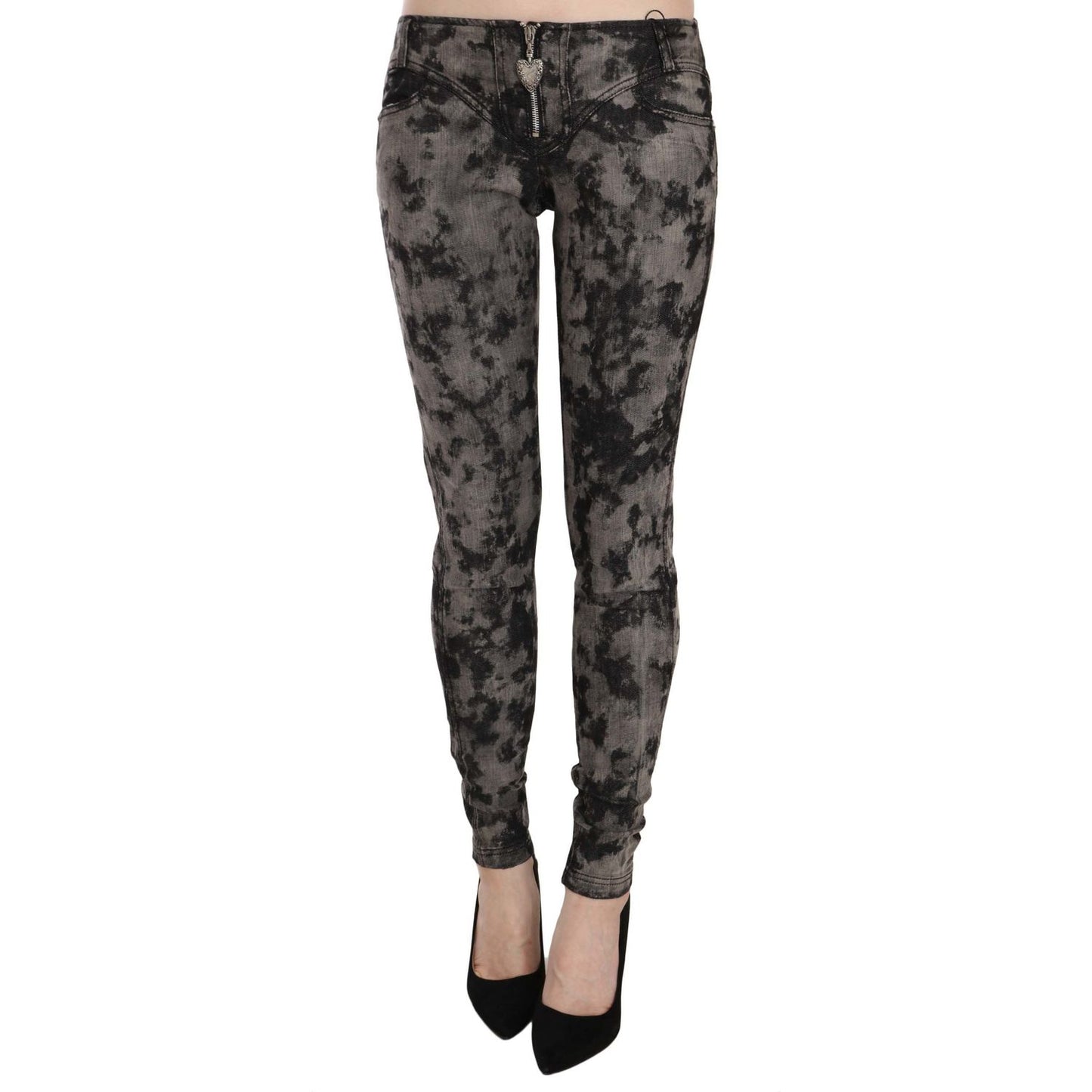 Just Cavalli Black Gray Faded Low Waist Skinny Denim Trousers Jeans Jeans & Pants