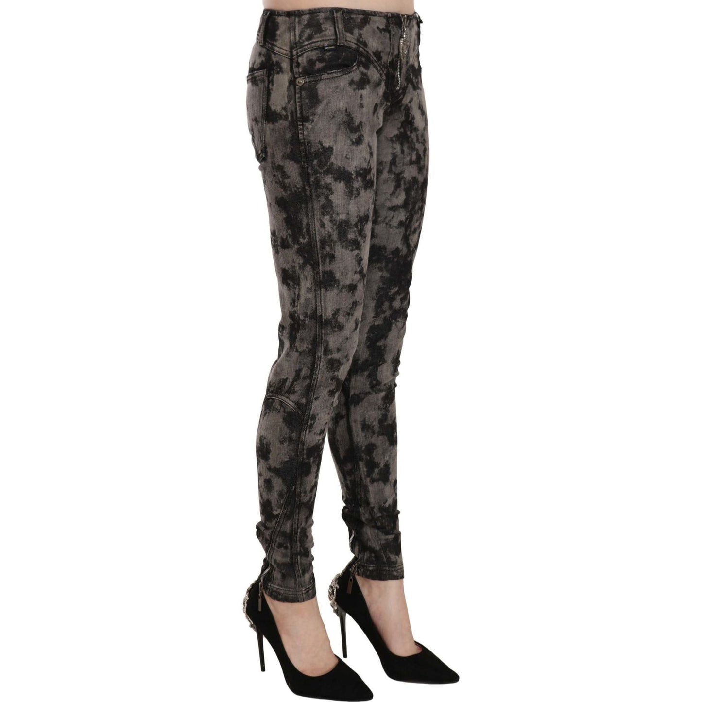 Just Cavalli Black Gray Faded Low Waist Skinny Denim Trousers Jeans Jeans & Pants