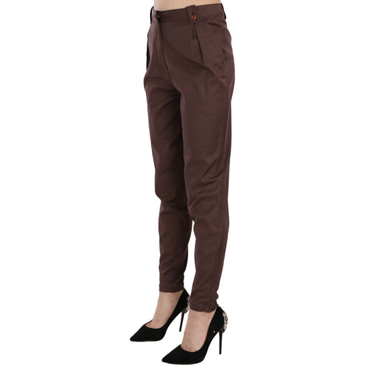 Just Cavalli Brown High Waist Tapered Formal Trousers Pants PAN70332-40