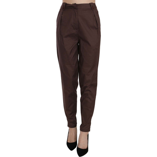 Just Cavalli Brown High Waist Tapered Formal Trousers Pants PAN70332-40