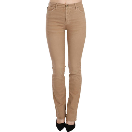 Just Cavalli Brown Cotton Stretch Mid Waist Skinny Trousers Pants PAN70340-24