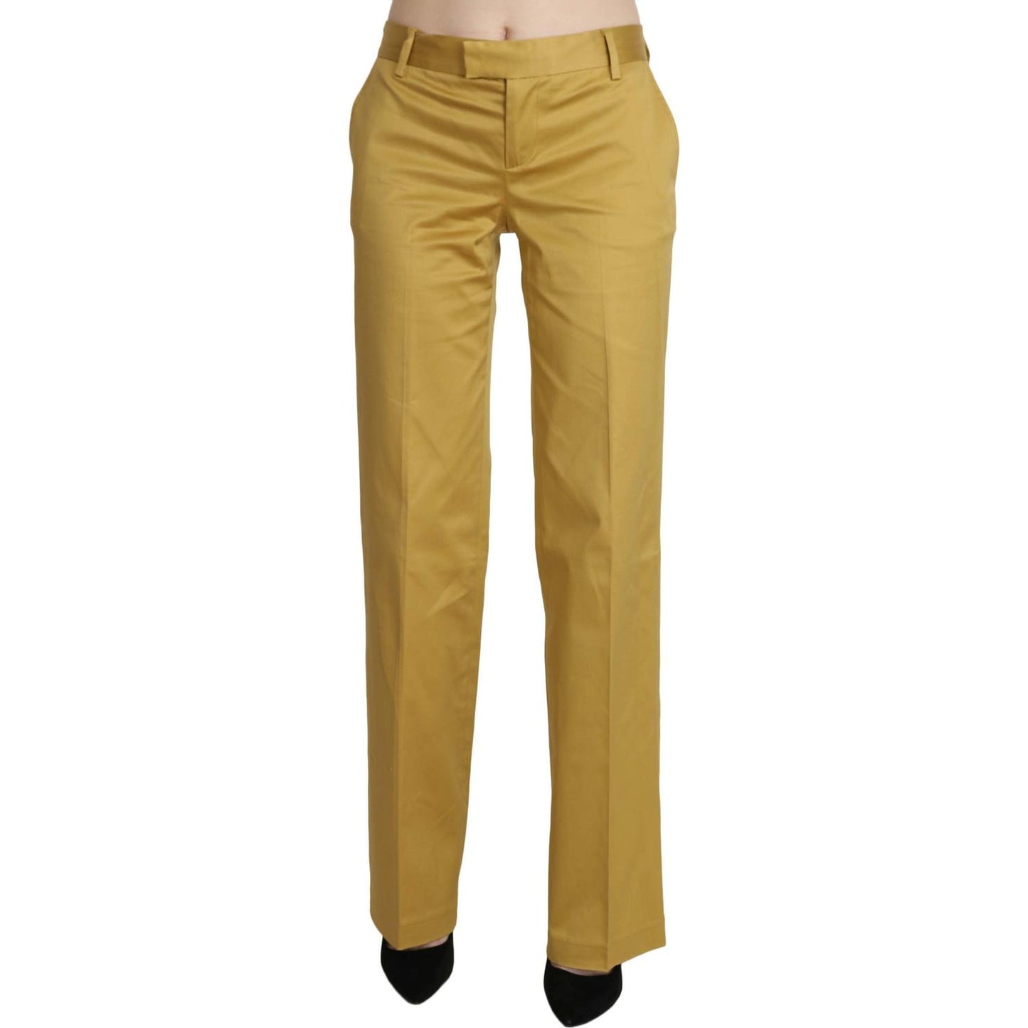 Just Cavalli Mustard Yellow Straight Formal Trousers Pants PAN70344-04