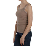 PINK MEMORIES Brown Sleeveless Spaghetti Strap Tank Blouse