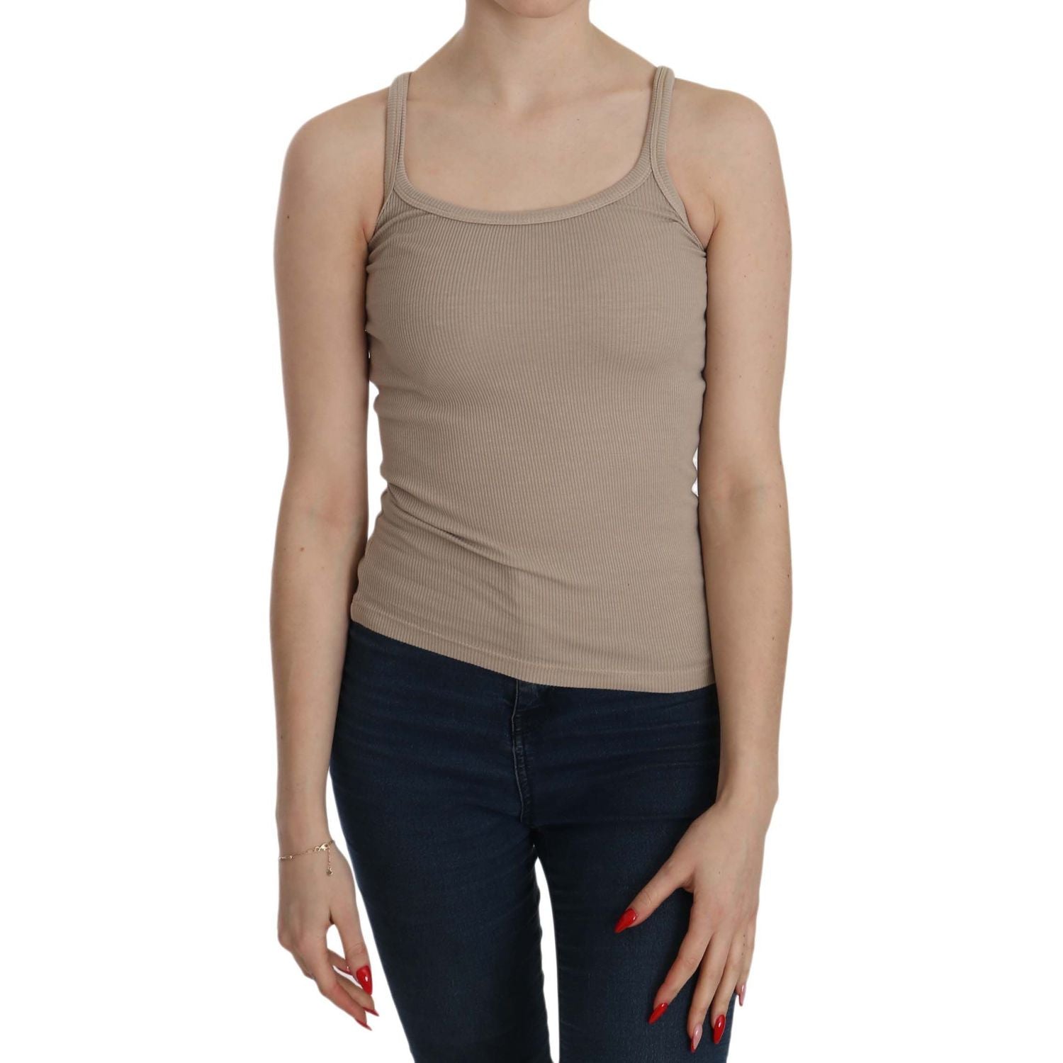 PINK MEMORIES Brown Sleeveless Spaghetti Strap Top Blouse