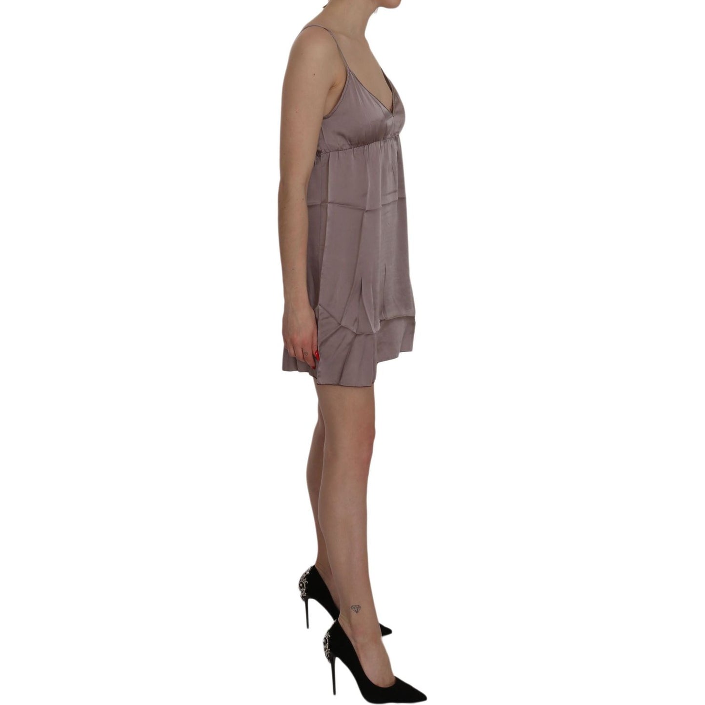 PINK MEMORIES Purple Spaghetti A-line Mini Silk Dress TSH3478-42