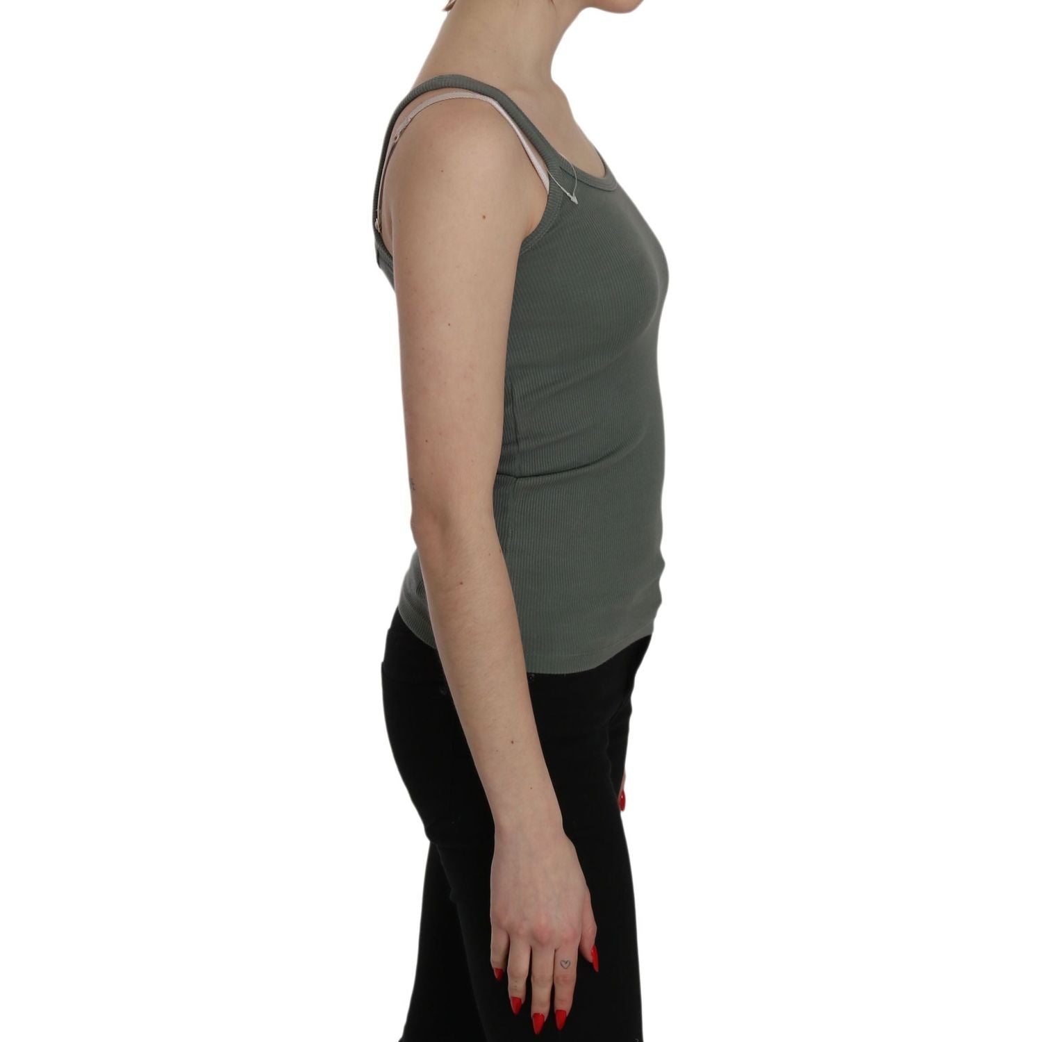 PINK MEMORIES بلوزة بدون أكمام أنيقة باللون الأخضر بأشرطة رفيعة