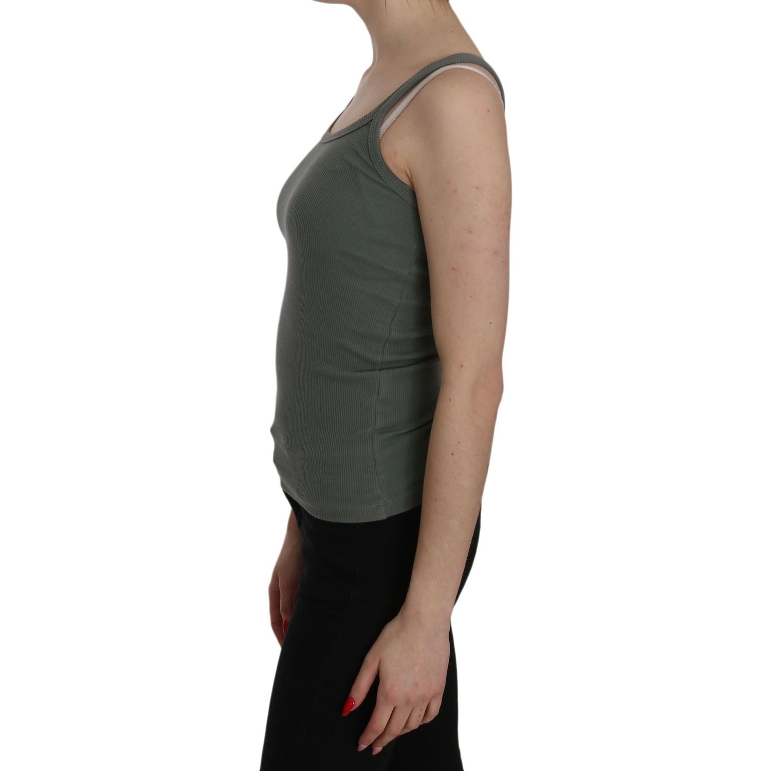 PINK MEMORIES بلوزة بدون أكمام أنيقة باللون الأخضر بأشرطة رفيعة