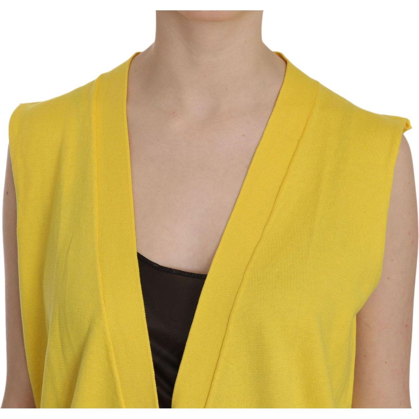 PINK MEMORIES Yellow 100% Cotton Sleeveless Cardigan Top Vest