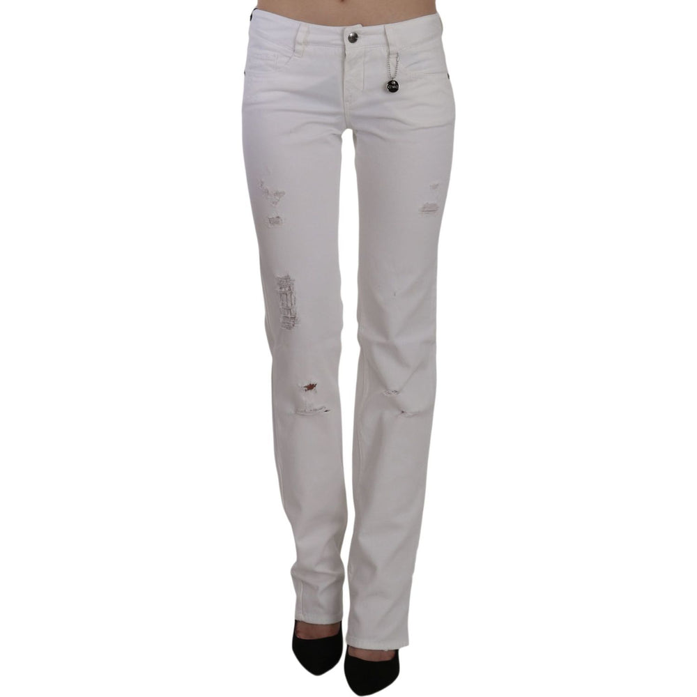 Costume National Chic White Slim Fit Cotton Jeans Costume National Dark Gray
