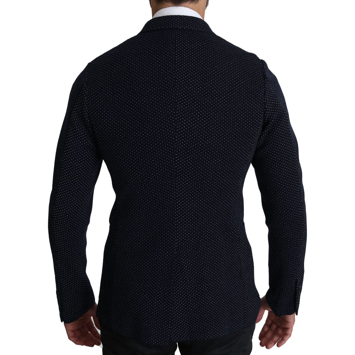سترة أنيقة من دولتشي آند غابانا بقصّة Slim Fit منقطّة باللون الأزرق الداكن
