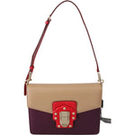 Dolce & Gabbana Purple Beige Red Leather Crossbody Purse Bag VAS8681