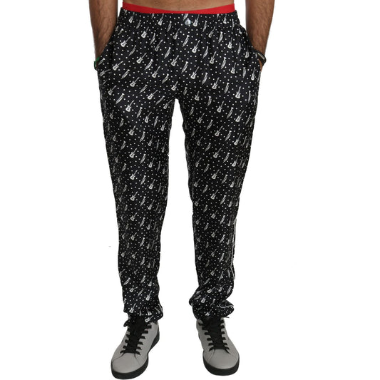 Dolce & Gabbana Silk Black Musical Instrument Trouser Pants PAN70750-46