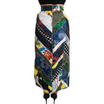 Dolce & Gabbana Multicolor Silk Geometric High Waist Maxi Skirt