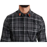 Dolce & Gabbana Elegant Gray Checkered Martini Dress Shirt Dolce & Gabbana Dark Slate Gray
