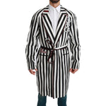 Dolce & Gabbana Elegant Belted Robe Nightgown in Black & White Dolce & Gabbana Light Gray