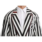 Dolce & Gabbana Elegant Belted Robe Nightgown in Black & White Dolce & Gabbana Light Gray