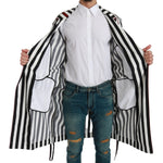 Dolce & Gabbana Elegant Belted Robe Nightgown in Black & White Dolce & Gabbana Dark Slate Gray