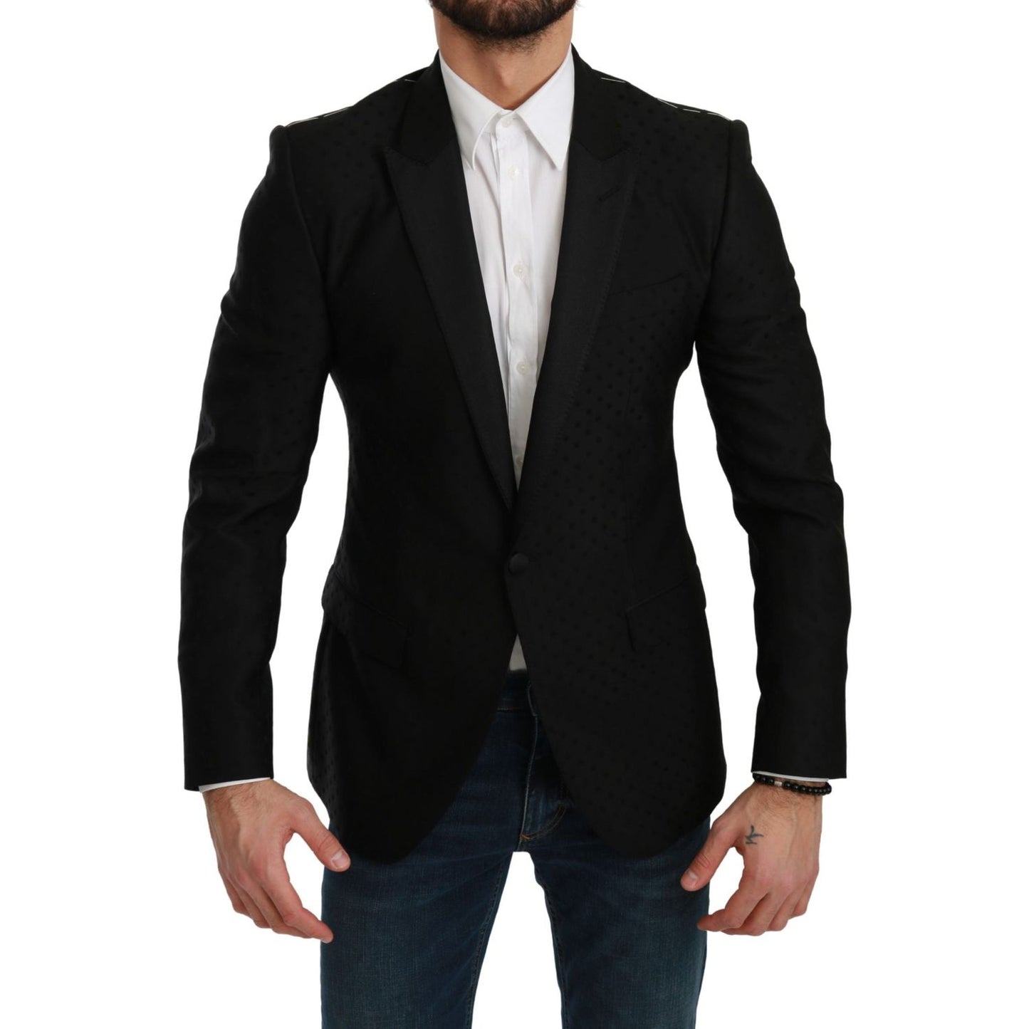 Dolce & Gabbana Black Slim Fit Coat Jacket MARTINI Blazer KOS1733-46