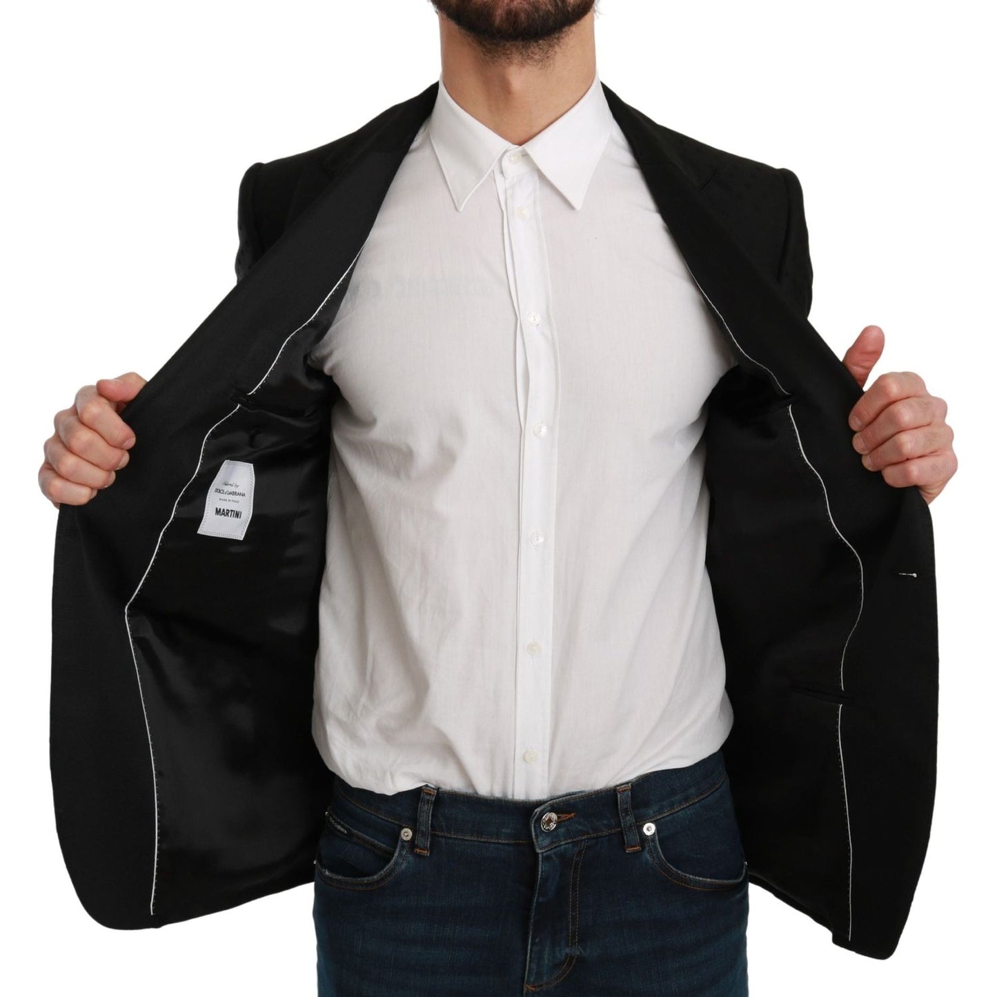 Dolce & Gabbana Black Slim Fit Coat Jacket MARTINI Blazer KOS1733-46
