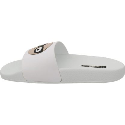 Dolce & Gabbana White Leather #dgfamily Slides Shoes Sandals