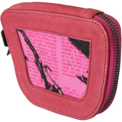 PINKO Pink Suede Printed Coin Holder Women Fabric Zippered Purse Purse
