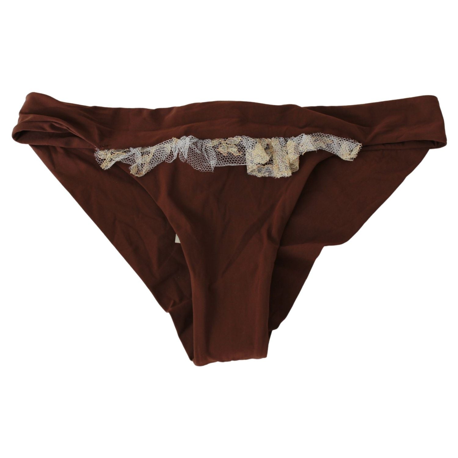 优雅棕色蕾丝两件套泳衣