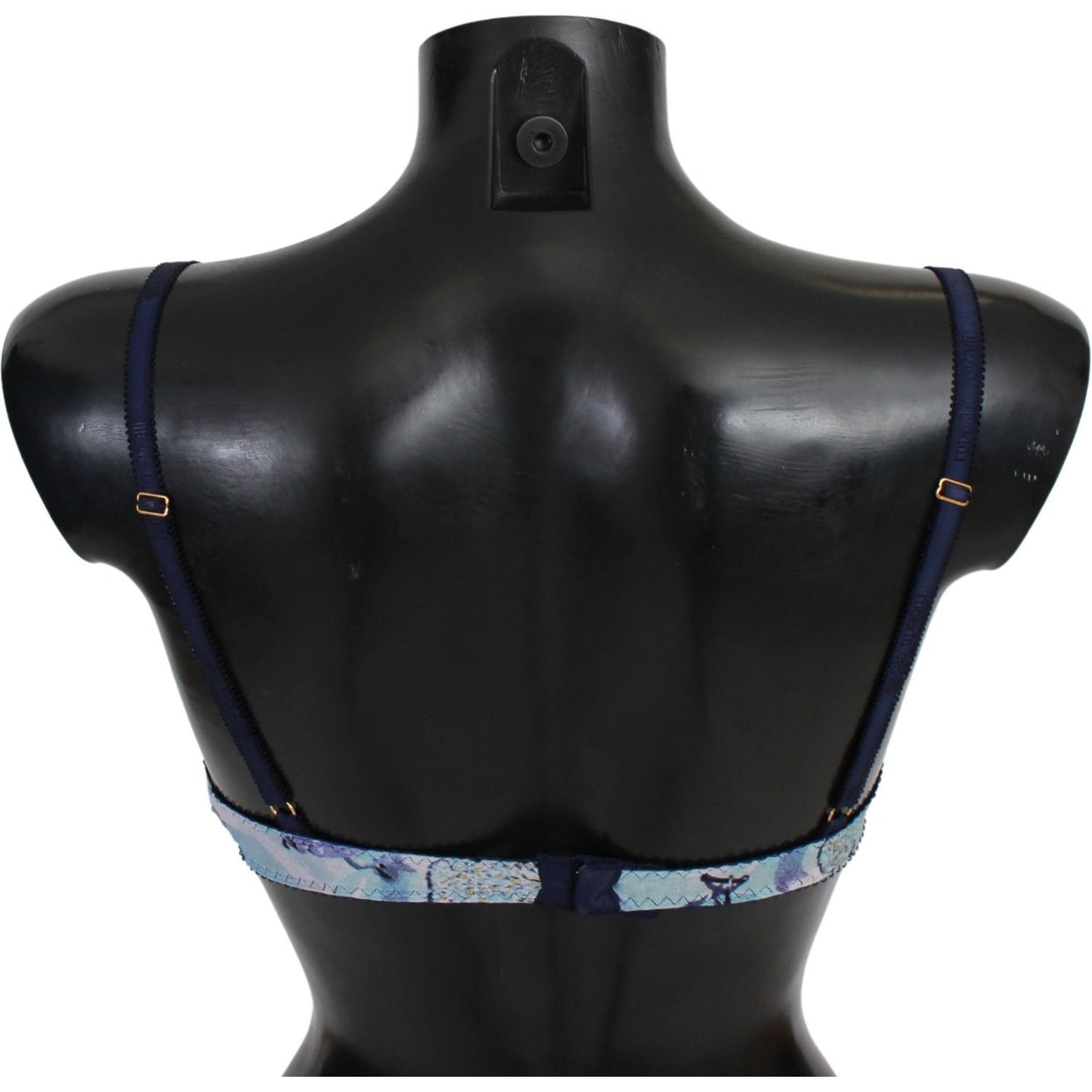Roberto Cavalli Blue Printed Nylon Reggiseno Bra Underwear