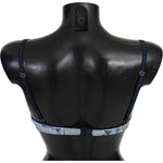 Roberto Cavalli Blue Printed Nylon Reggiseno Bra Underwear