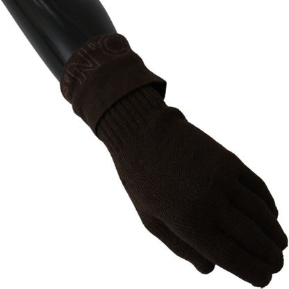 Costume National Brown Wool Knitted One Size Wrist Length Gloves