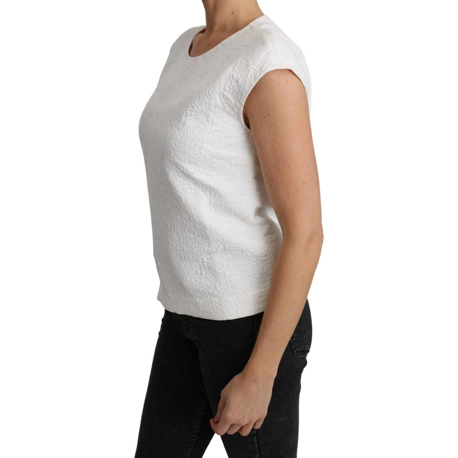 بلوزة دولتشي آند غابانا الأنيقة المصنوعة من مزيج القطن باللون الأبيض