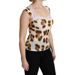 Roberto Cavalli White Brown Camisole Underwear Blouse