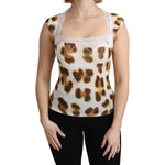 Roberto Cavalli White Brown Camisole Underwear Blouse
