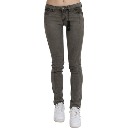 Costume National Gray Low Waist Skinny Denim Cotton Jeans