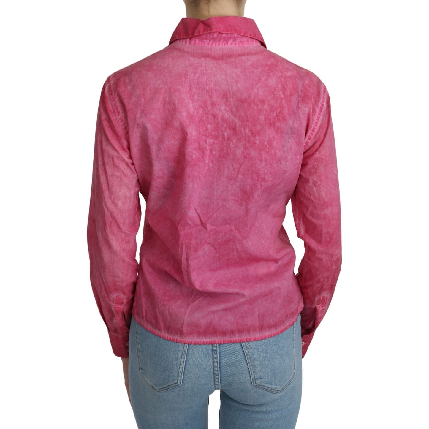 Ermanno Scervino Pink Collared Long Sleeve Shirt Blouse Top