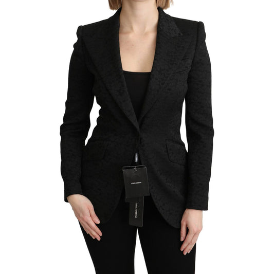 Dolce & Gabbana Black Brocade Single Breasted Blazer Jacket