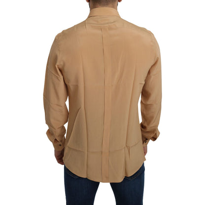 Dolce & Gabbana Yellow 100% Silk GOLD Top Slim Shirt